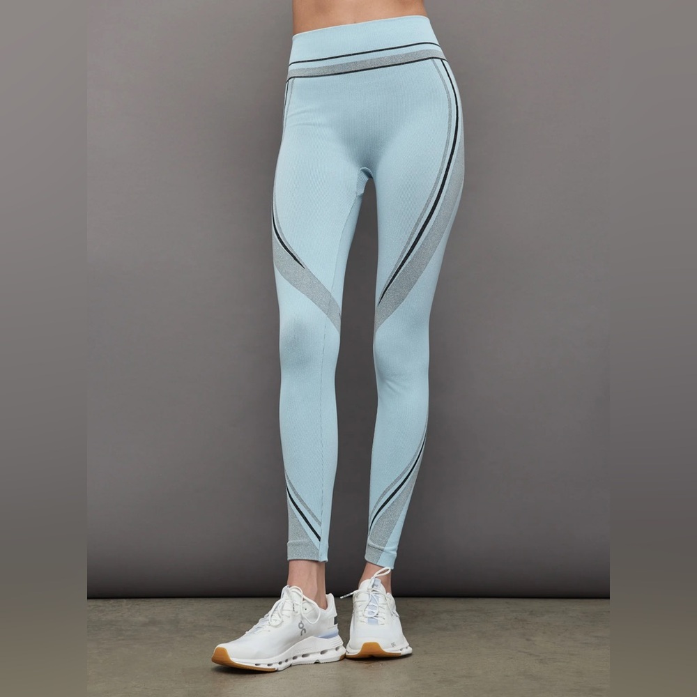 Wolford Shaping Stripes Leggings Light Aquamarine Size Small